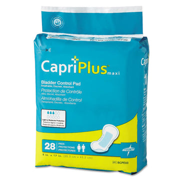 Medline Capri Plus Bladder Control Pads, Ultra Plus, 8" X 17", 28-pack, 6-carton freeshipping - TVN Wholesale